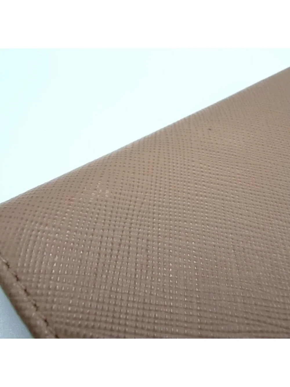 Prada Saffiano Metal Bifold Leather Pink Beige Wallet Gold